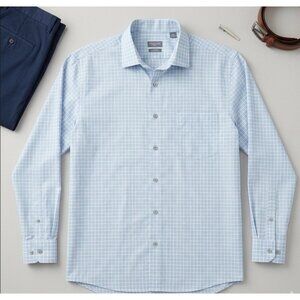 Van Heusen Mens Regular Fit Blue Checkered Long-Sleeve Button-Down Shirt SIze XL
